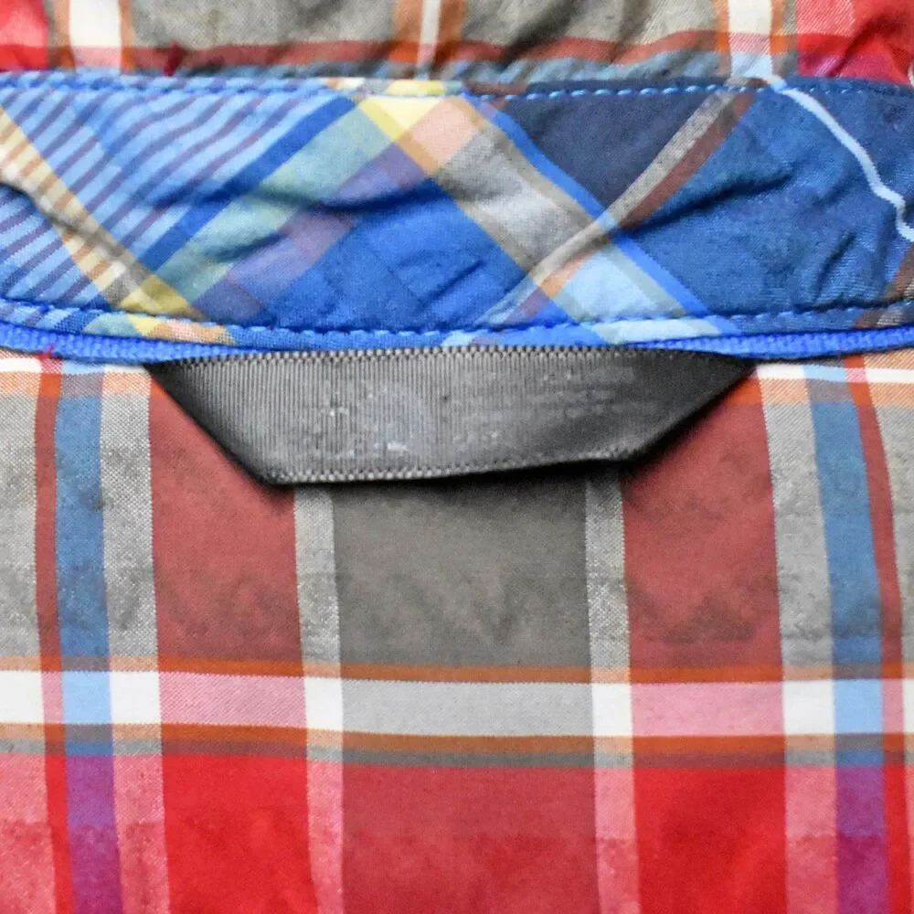 The North Face Plaid Camp Shirt Men's M Red Olive Button-Front Short Sleeve